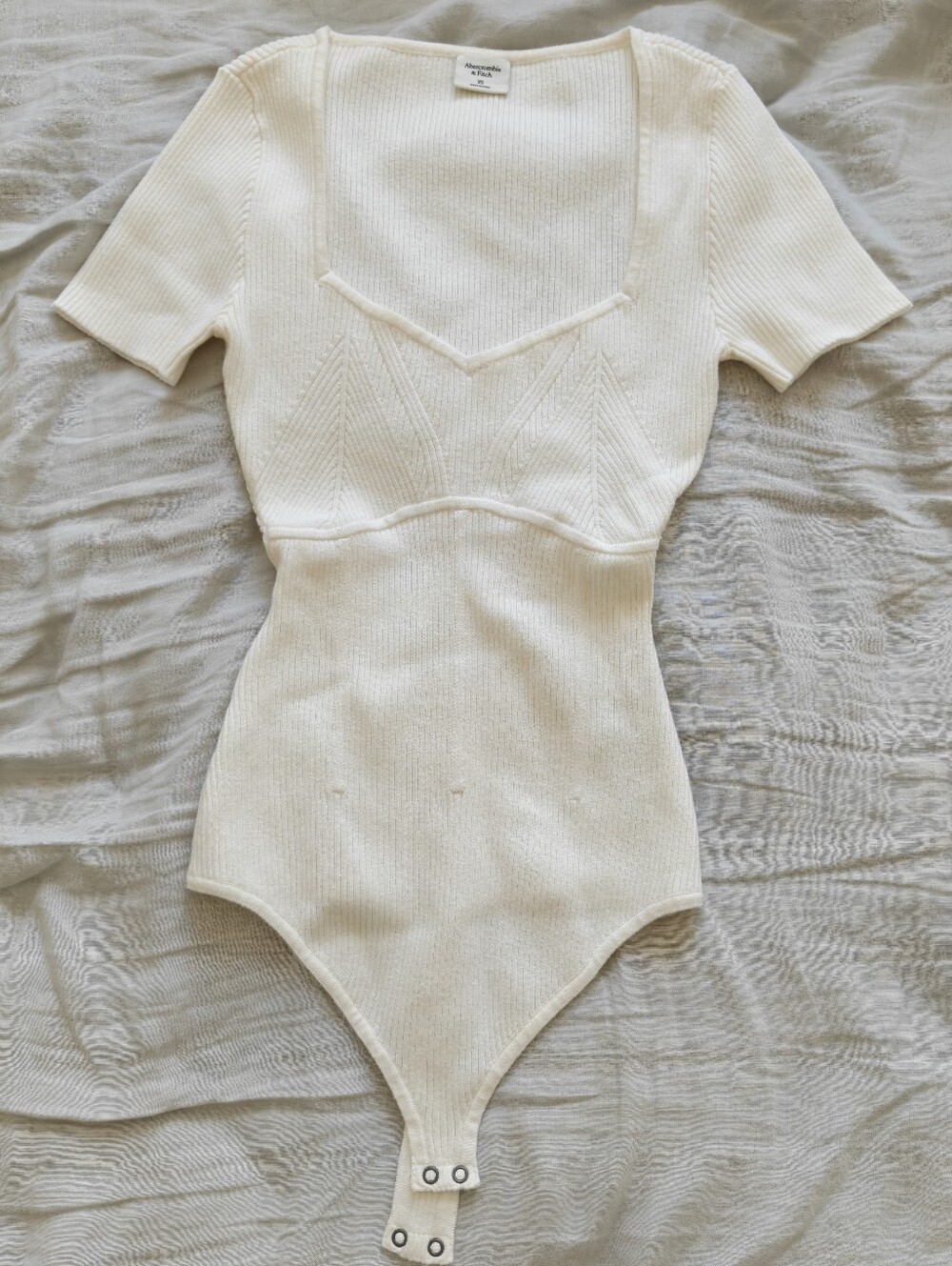 Abercrombie & Fitch Corset Sweetheart Bodysuit Top - White